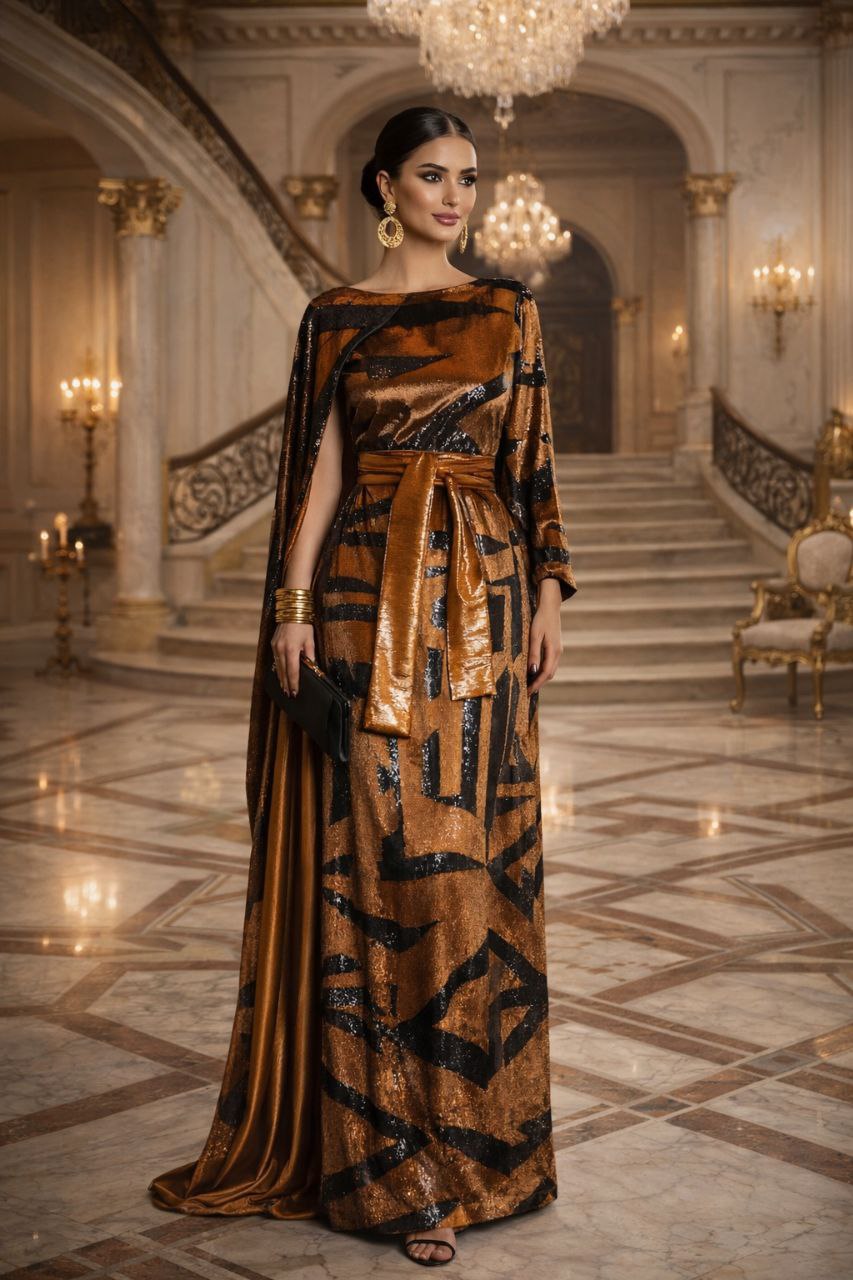 فستان سهرة فاخر بتصميم ملكي