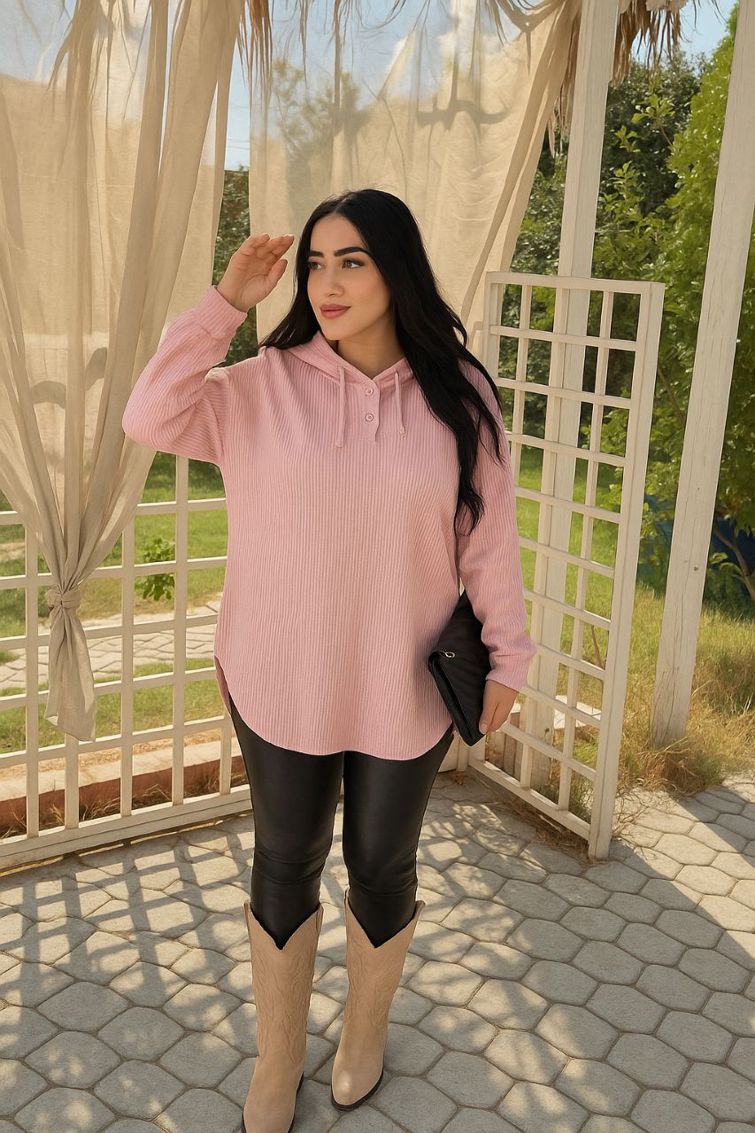 هودي انيق مصنوع من قماش مريح وخفيف بملمس مضلع