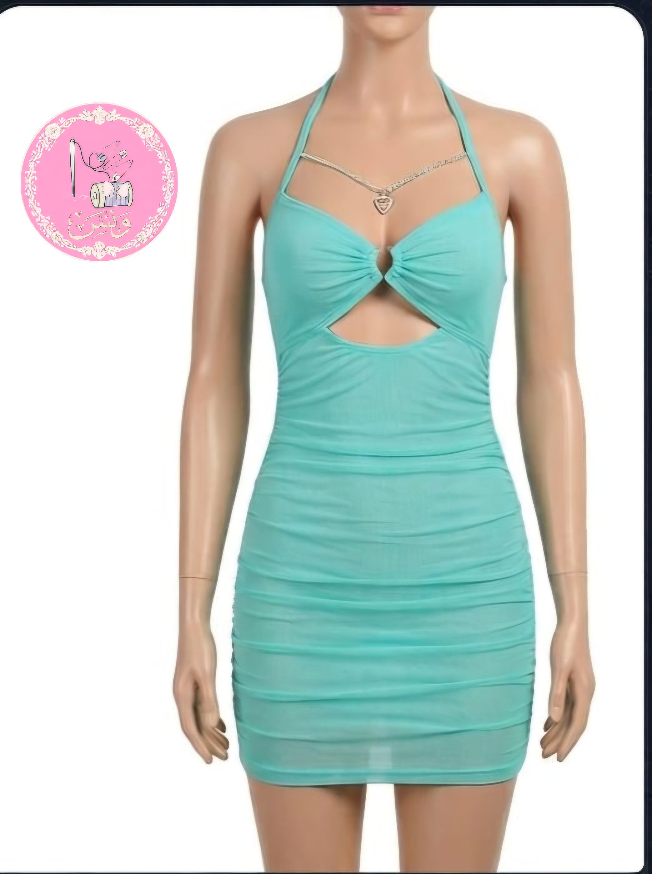 فستان لانجري قصير جذاب بقصّة مزمومة وفتحة صدر مميزة | Ruched Mini Lingerie Dress