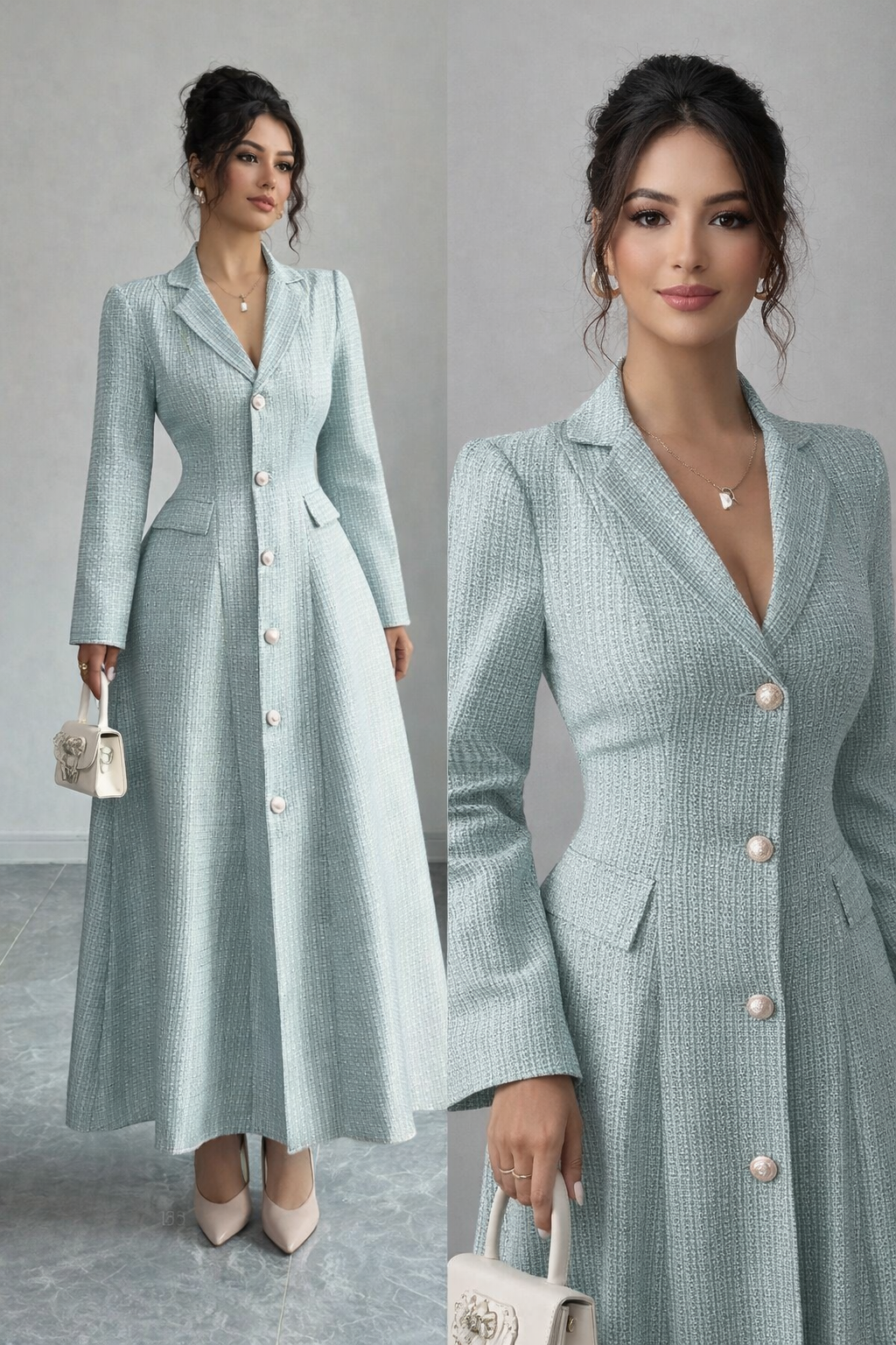 فستان بليزر خليجي أنيق – قصة راقية وخامة فخمة