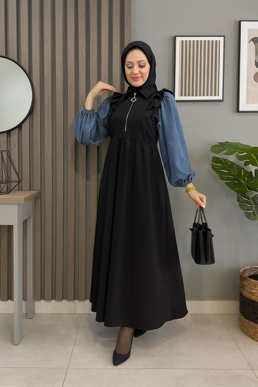 عباية كاجوال بأكمام جينز أنيقة