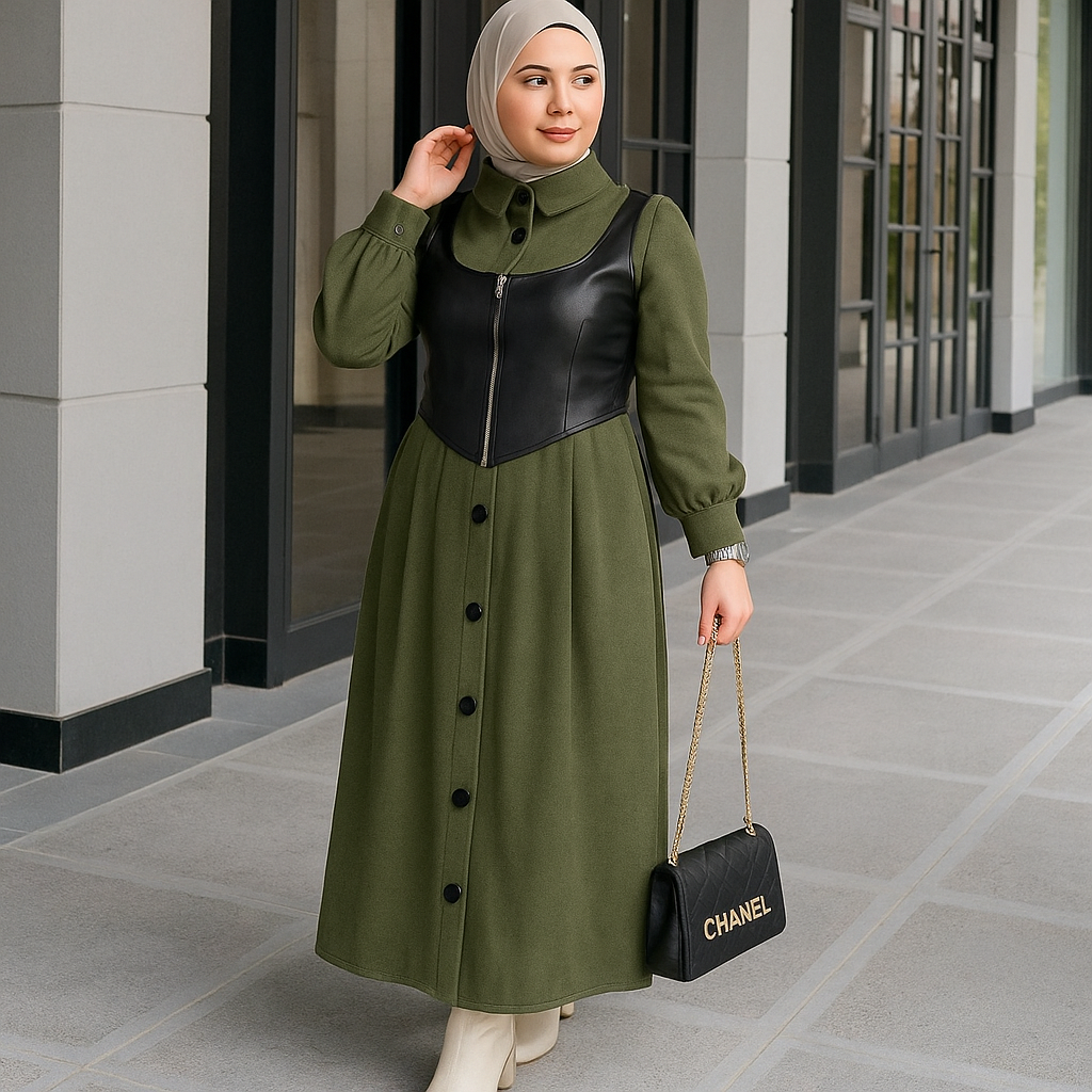 فستان  بستايل الجلد العصري